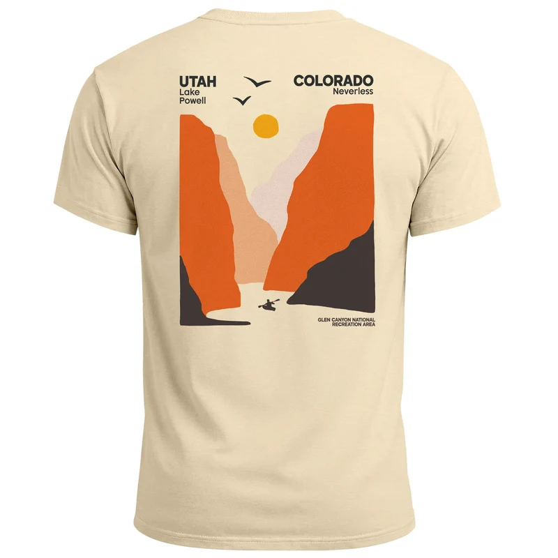 Herren T-Shirt Lake Powell Retro Outdoor Shirt mit Utah Colorado Canyon Print Natur Grafikshirt Fashion Streetstyle