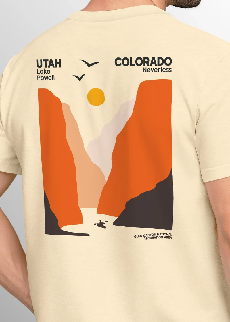 Herren T-Shirt Lake Powell Retro Outdoor Shirt mit Utah Colorado Canyon Print Natur Grafikshirt Fashion Streetstyle