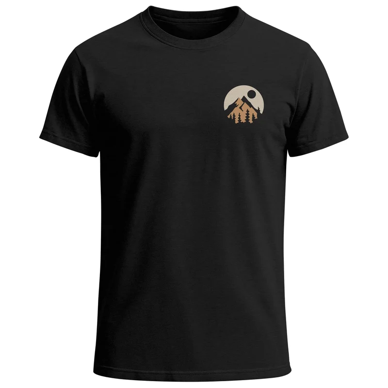 Herren T-Shirt Logoprint Gebirge Naturmotiv Printshirt Outdoor Fashion Männer Streetstyle