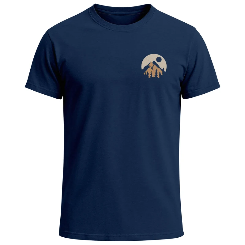 Herren T-Shirt Logoprint Gebirge Naturmotiv Printshirt Outdoor Fashion Männer Streetstyle