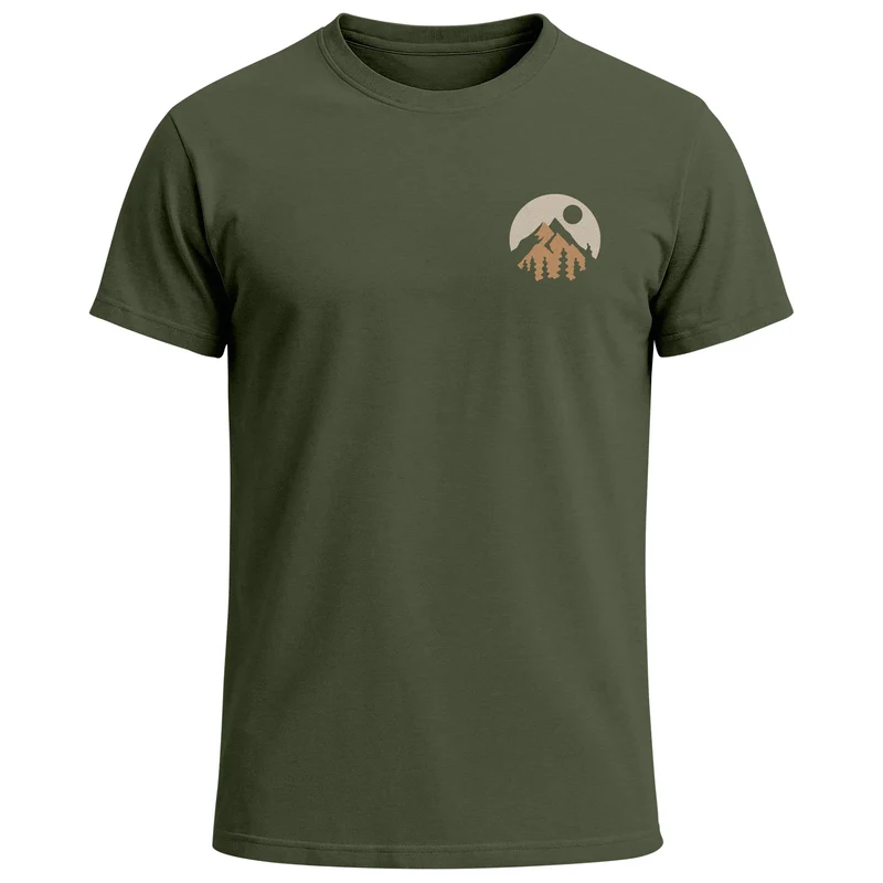 Herren T-Shirt Logoprint Gebirge Naturmotiv Printshirt Outdoor Fashion Männer Streetstyle