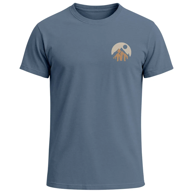 Herren T-Shirt Logoprint Gebirge Naturmotiv Printshirt Outdoor Fashion Männer Streetstyle