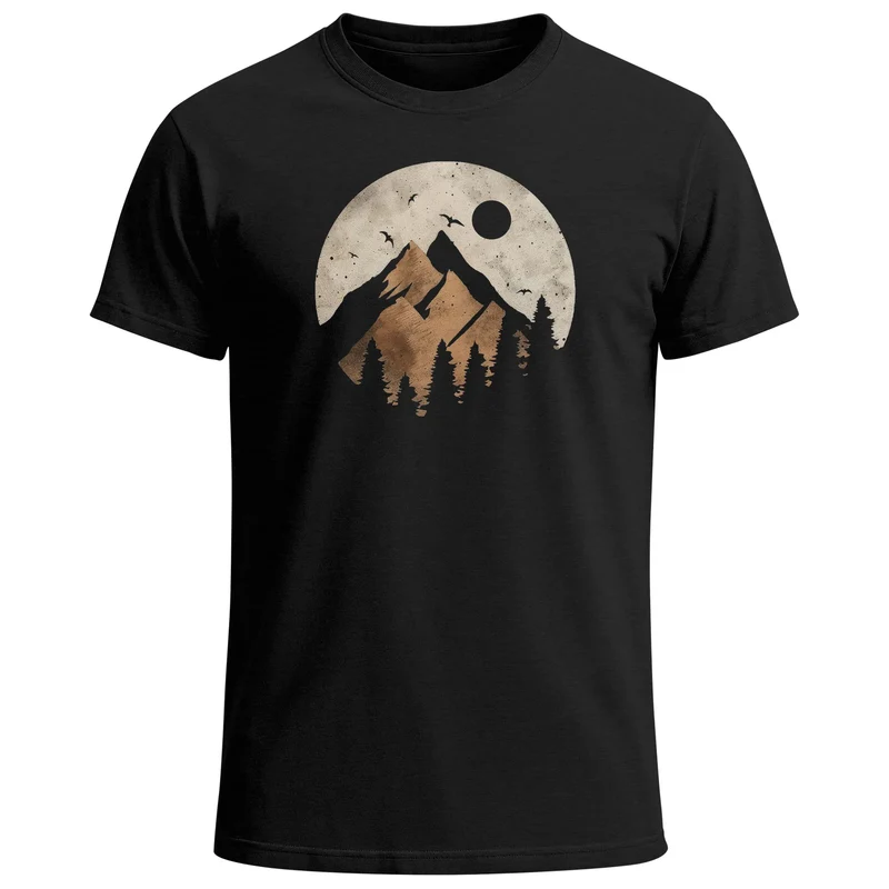 Herren T-Shirt Berge Wandern Outdoor Grafikshirt Naturmotiv Frontprint Sommer Fashion Streetstyle
