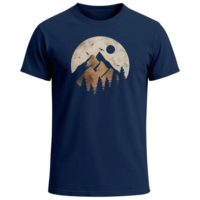 Herren T-Shirt Berge Wandern Outdoor Grafikshirt Naturmotiv Frontprint Sommer Fashion Streetstyle