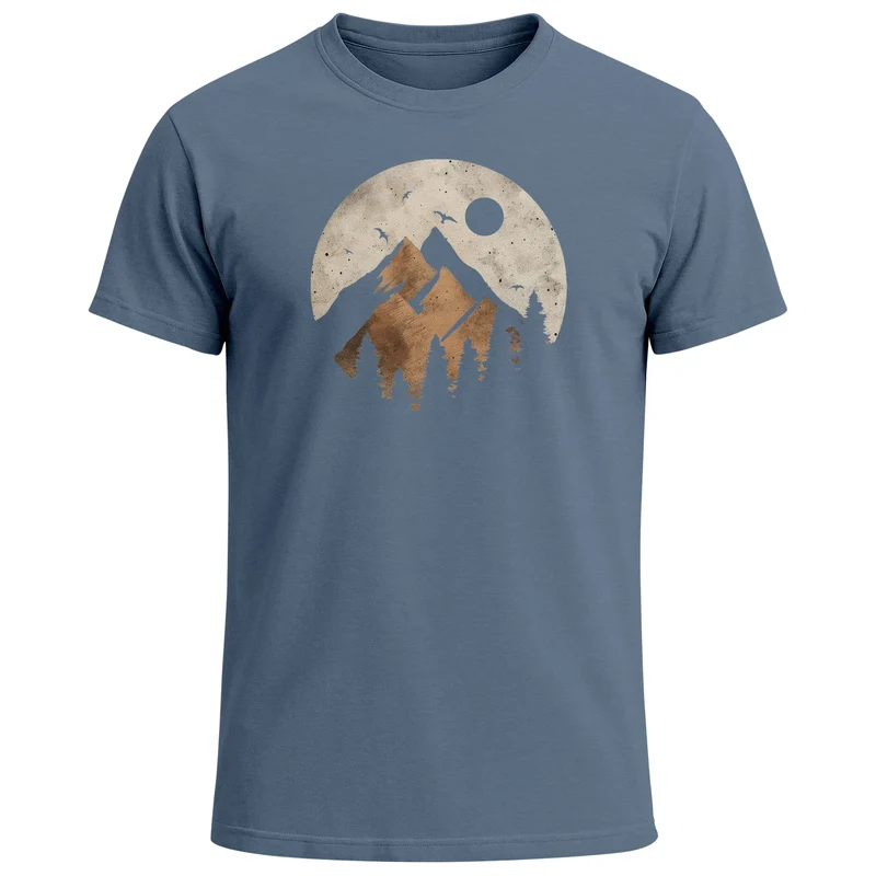 Herren T-Shirt Berge Wandern Outdoor Grafikshirt Naturmotiv Frontprint Sommer Fashion Streetstyle