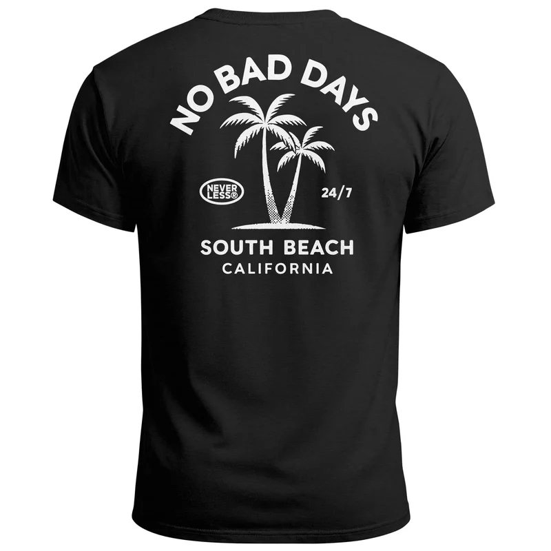 Herren T-Shirt Backprint Sommer Grafikshirt mit Palmen Printshirt Aufdruck No Bad Days Fashion Streetstyle