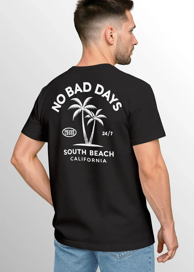 Herren T-Shirt Backprint Sommer Grafikshirt mit Palmen Printshirt Aufdruck No Bad Days Fashion Streetstyle
