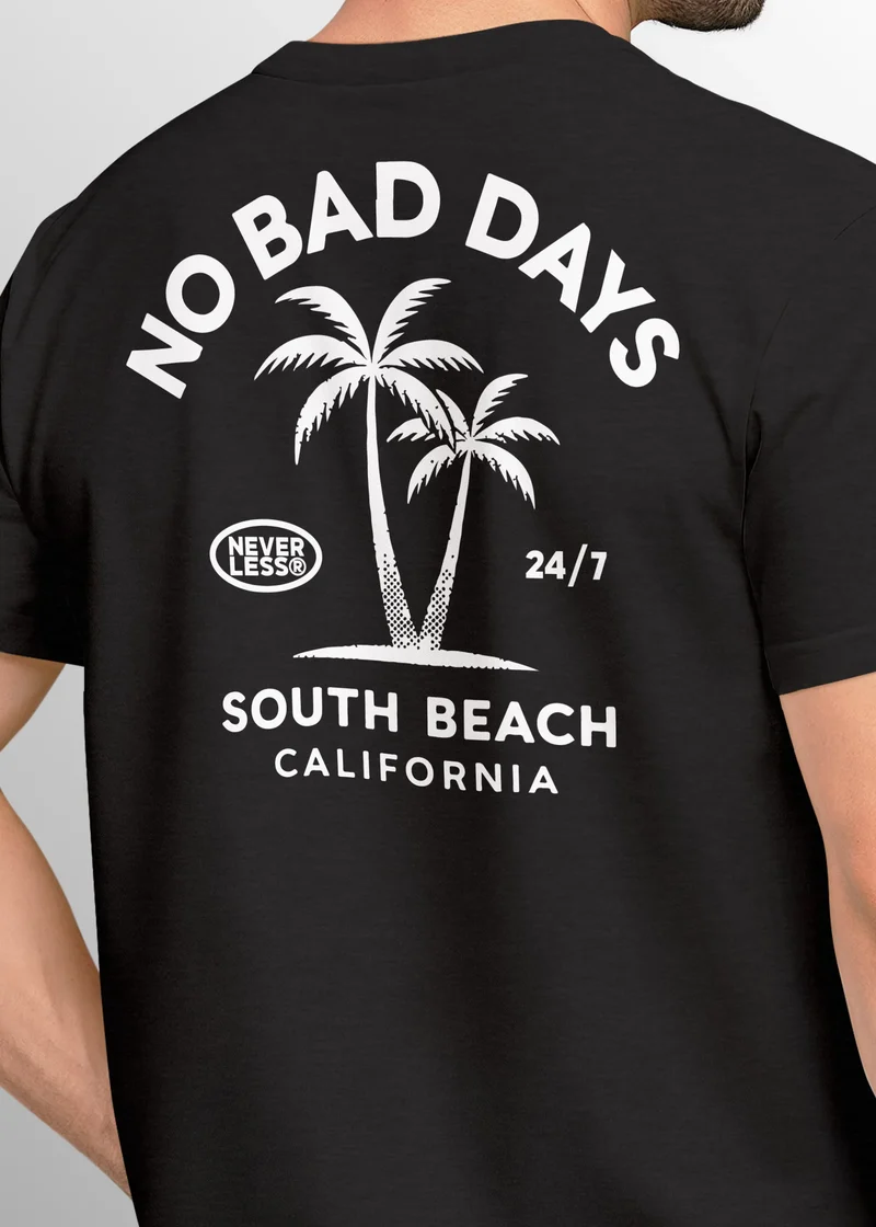 Herren T-Shirt Backprint Sommer Grafikshirt mit Palmen Printshirt Aufdruck No Bad Days Fashion Streetstyle
