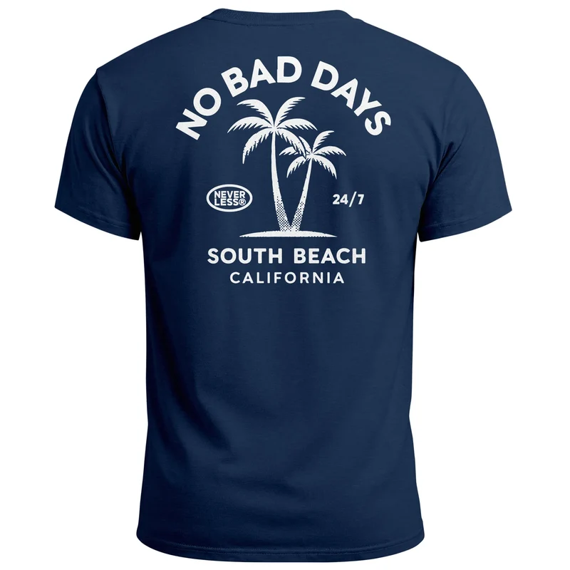 Herren T-Shirt Backprint Sommer Grafikshirt mit Palmen Printshirt Aufdruck No Bad Days Fashion Streetstyle