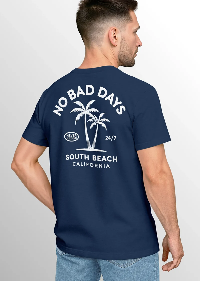 Herren T-Shirt Backprint Sommer Grafikshirt mit Palmen Printshirt Aufdruck No Bad Days Fashion Streetstyle