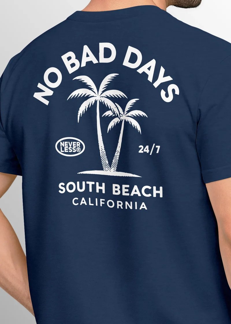 Herren T-Shirt Backprint Sommer Grafikshirt mit Palmen Printshirt Aufdruck No Bad Days Fashion Streetstyle
