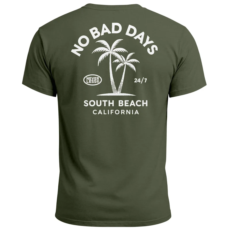 Herren T-Shirt Backprint Sommer Grafikshirt mit Palmen Printshirt Aufdruck No Bad Days Fashion Streetstyle