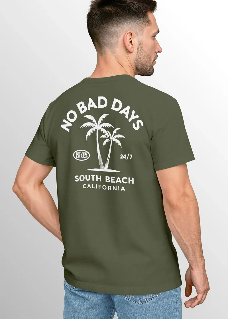 Herren T-Shirt Backprint Sommer Grafikshirt mit Palmen Printshirt Aufdruck No Bad Days Fashion Streetstyle