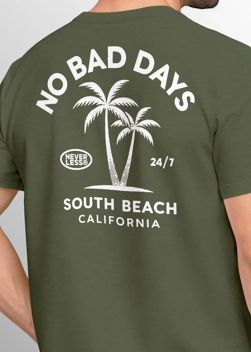 Herren T-Shirt Backprint Sommer Grafikshirt mit Palmen Printshirt Aufdruck No Bad Days Fashion Streetstyle