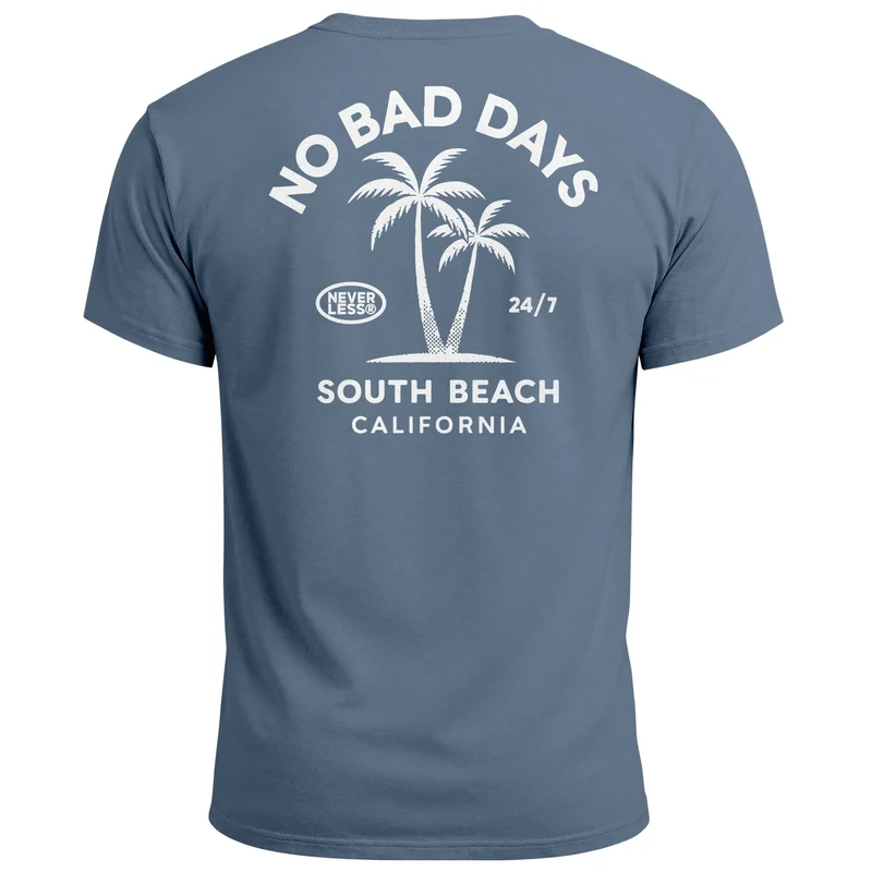 Herren T-Shirt Backprint Sommer Grafikshirt mit Palmen Printshirt Aufdruck No Bad Days Fashion Streetstyle