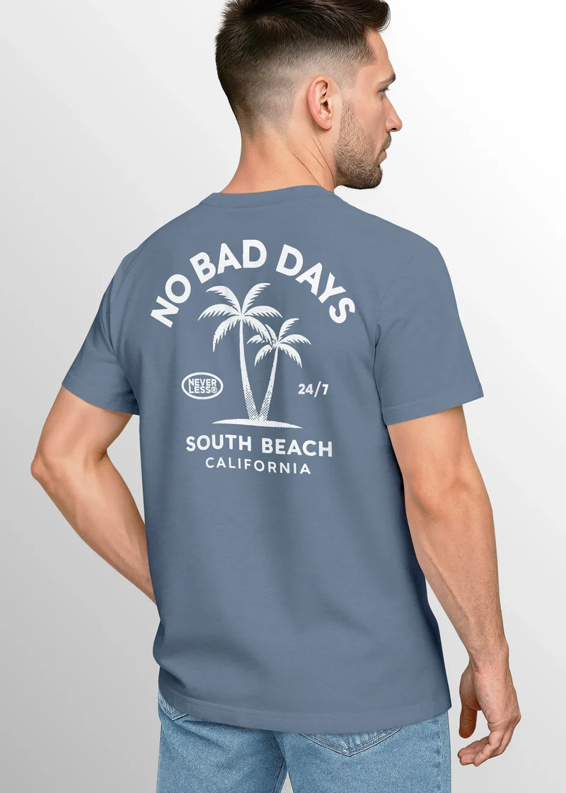 Herren T-Shirt Backprint Sommer Grafikshirt mit Palmen Printshirt Aufdruck No Bad Days Fashion Streetstyle