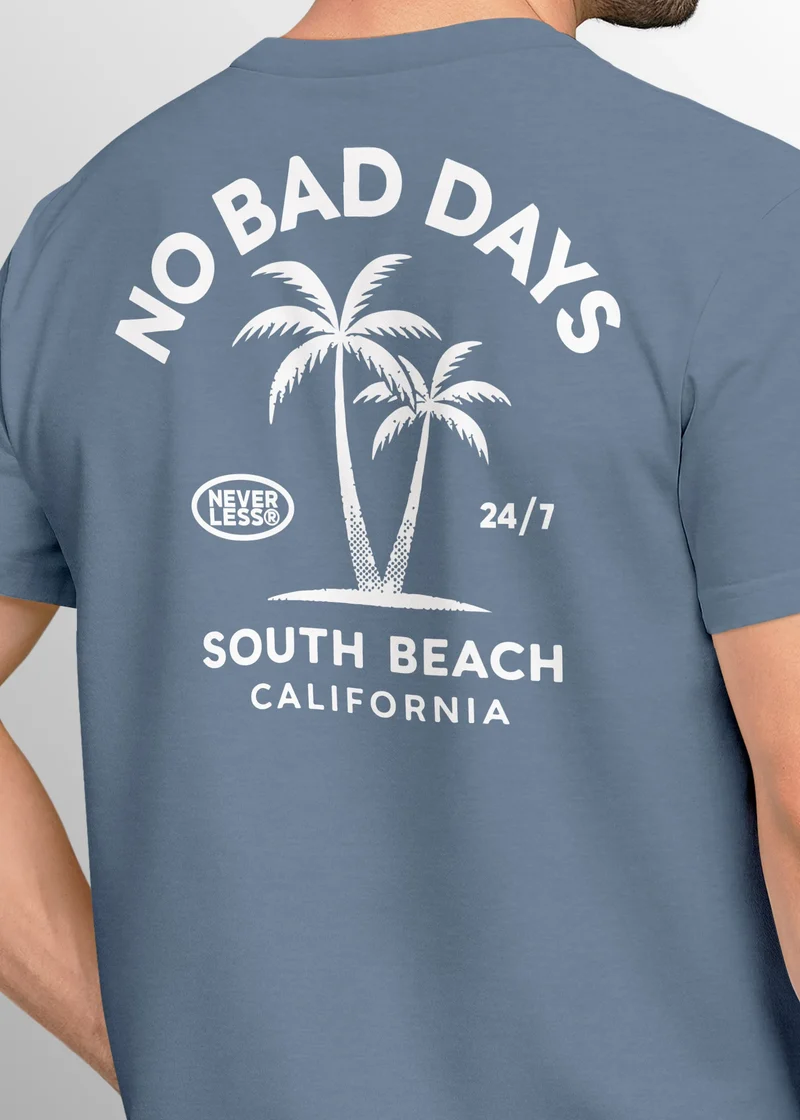 Herren T-Shirt Backprint Sommer Grafikshirt mit Palmen Printshirt Aufdruck No Bad Days Fashion Streetstyle