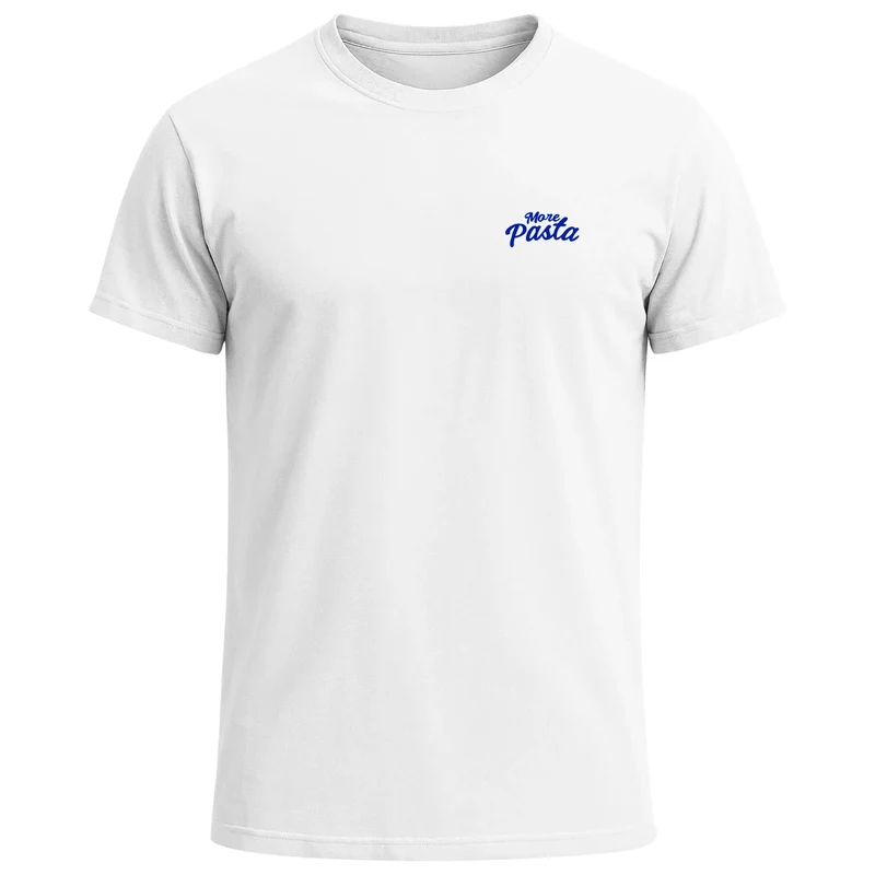 Herren T-Shirt Backprint More Pasta Less Disaster Grafikshirt Nudeln Sommer Fashion Streetstyle