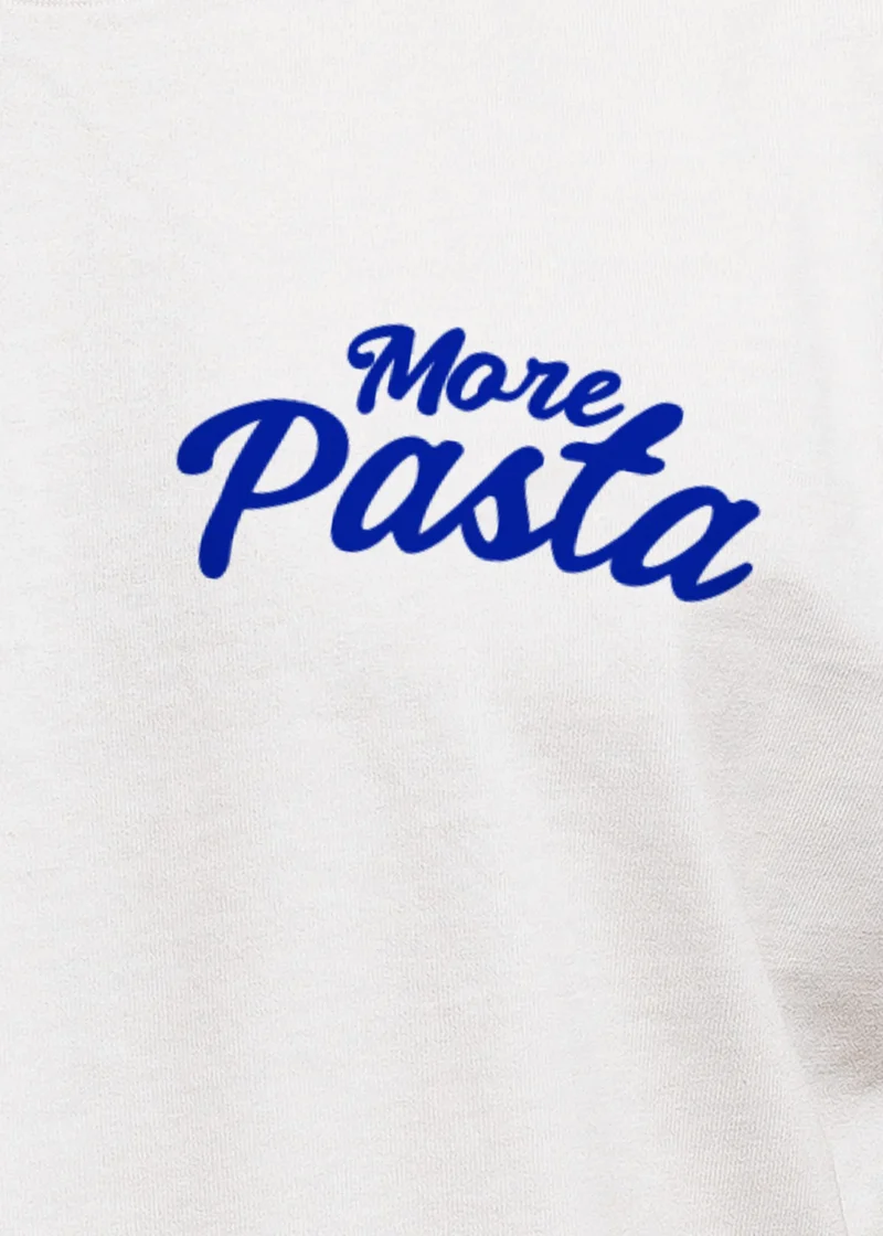 Herren T-Shirt Backprint More Pasta Less Disaster Grafikshirt Nudeln Sommer Fashion Streetstyle
