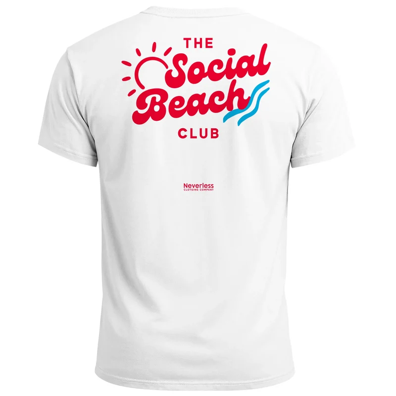 Herren T-Shirt Backprint Social Beach Club Casual Grafikshirt für Strand Freizeit Urlaubsfeeling Sommer Fashion Streetstyle