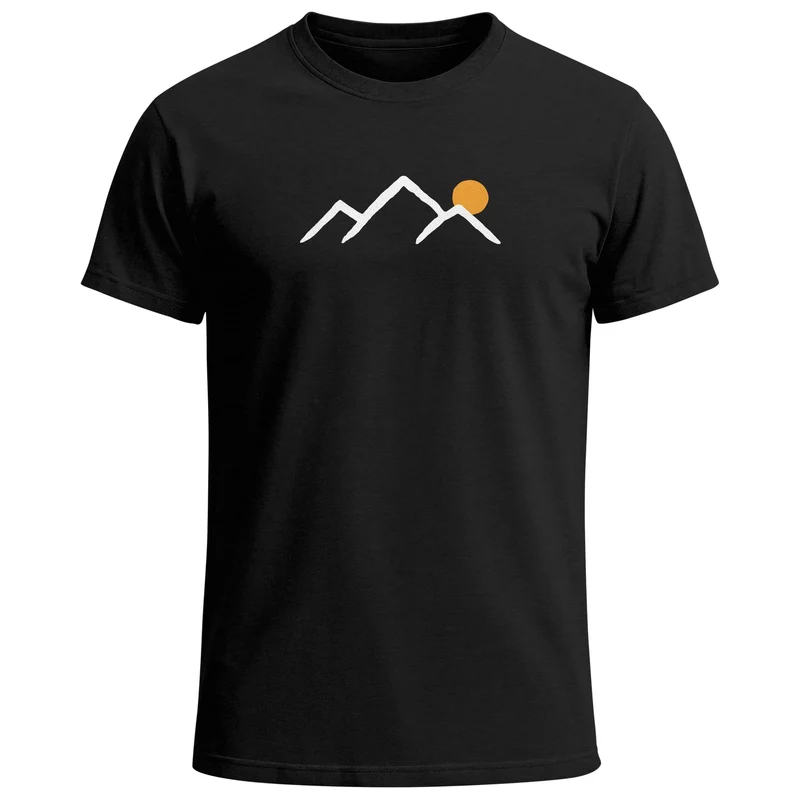 Herren T-Shirt mit minimalistischem Bergmotiv Outdoor Natur Grafikshirt Kurzarm Baumwolle Sommer Fashion Streetstyle