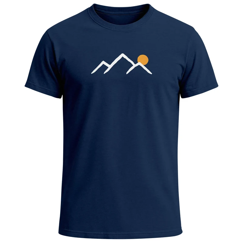 Herren T-Shirt mit minimalistischem Bergmotiv Outdoor Natur Grafikshirt Kurzarm Baumwolle Sommer Fashion Streetstyle