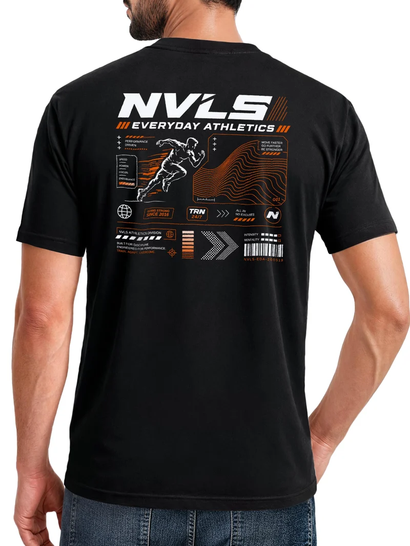 Herren T-Shirt Backprint - Sport Design Everyday Athletics - Baumwollshirt Männer Fashion Streetstyle Slim Fit