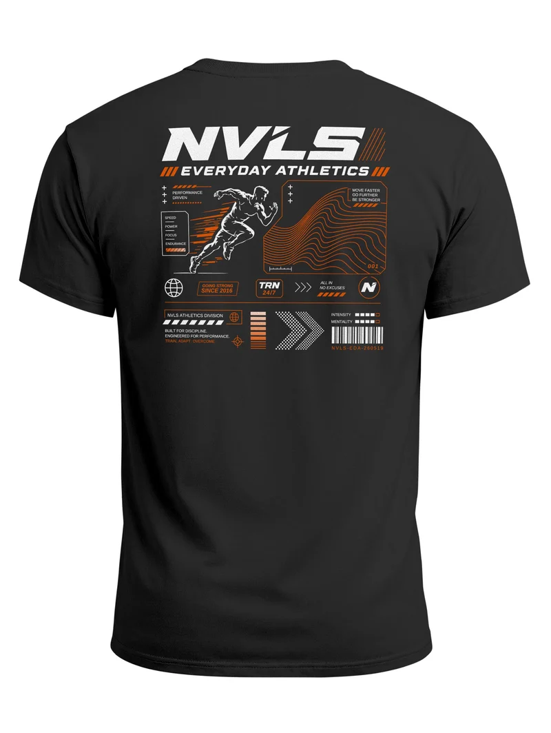 Herren T-Shirt Backprint - Sport Design Everyday Athletics - Baumwollshirt Männer Fashion Streetstyle Slim Fit