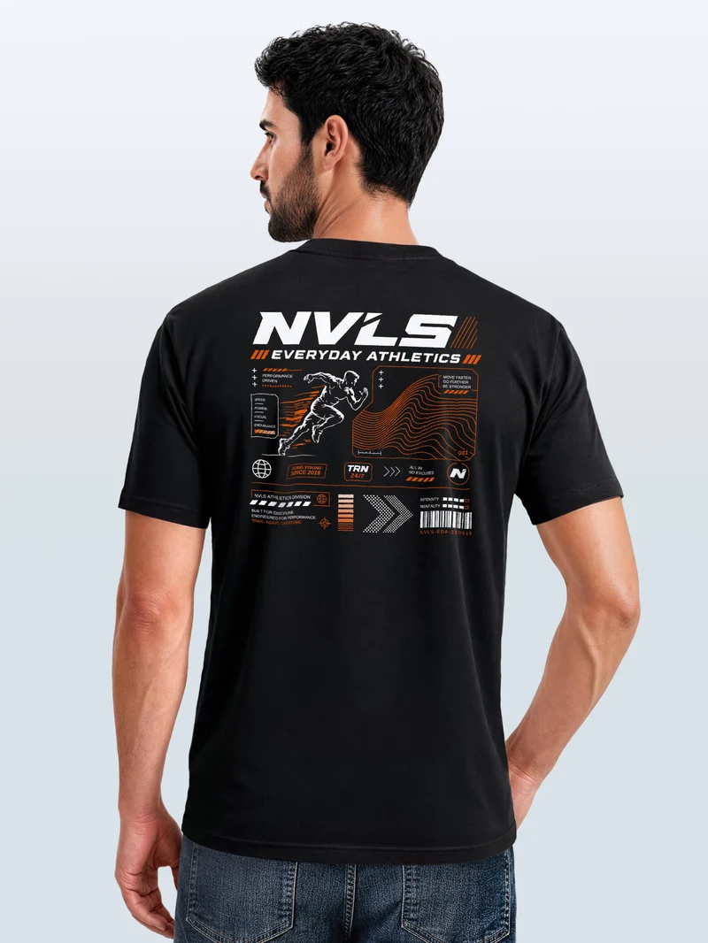 Herren T-Shirt Backprint - Sport Design Everyday Athletics - Baumwollshirt Männer Fashion Streetstyle Slim Fit