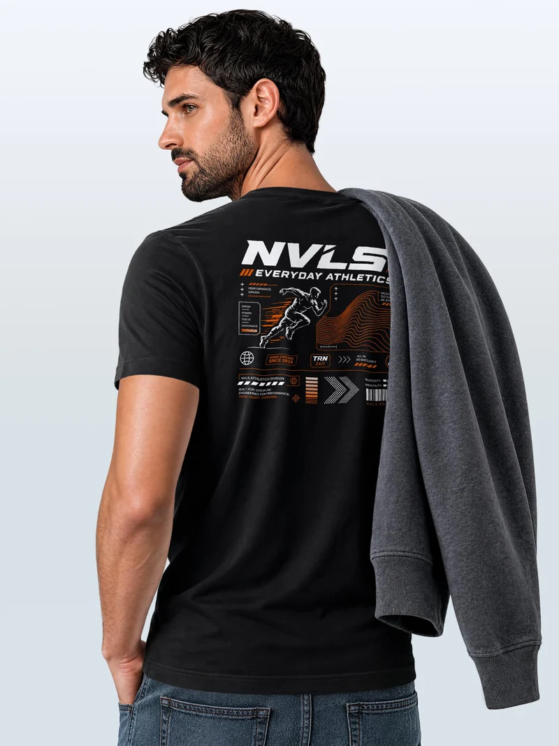 Herren T-Shirt Backprint - Sport Design Everyday Athletics - Baumwollshirt Männer Fashion Streetstyle Slim Fit