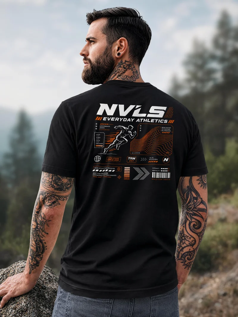 Herren T-Shirt Backprint - Sport Design Everyday Athletics - Baumwollshirt Männer Fashion Streetstyle Slim Fit
