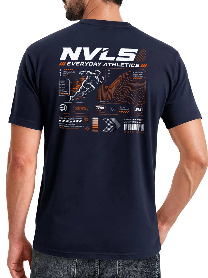 Herren T-Shirt Backprint - Sport Design Everyday Athletics - Baumwollshirt Männer Fashion Streetstyle Slim Fit
