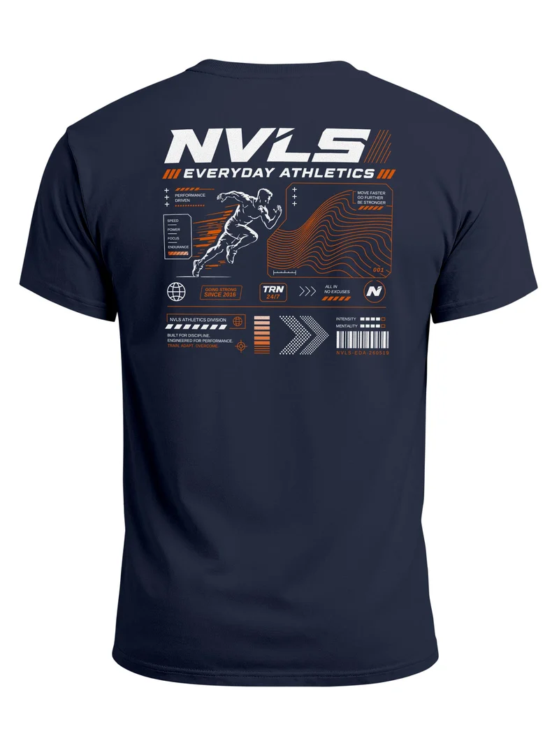 Herren T-Shirt Backprint - Sport Design Everyday Athletics - Baumwollshirt Männer Fashion Streetstyle Slim Fit
