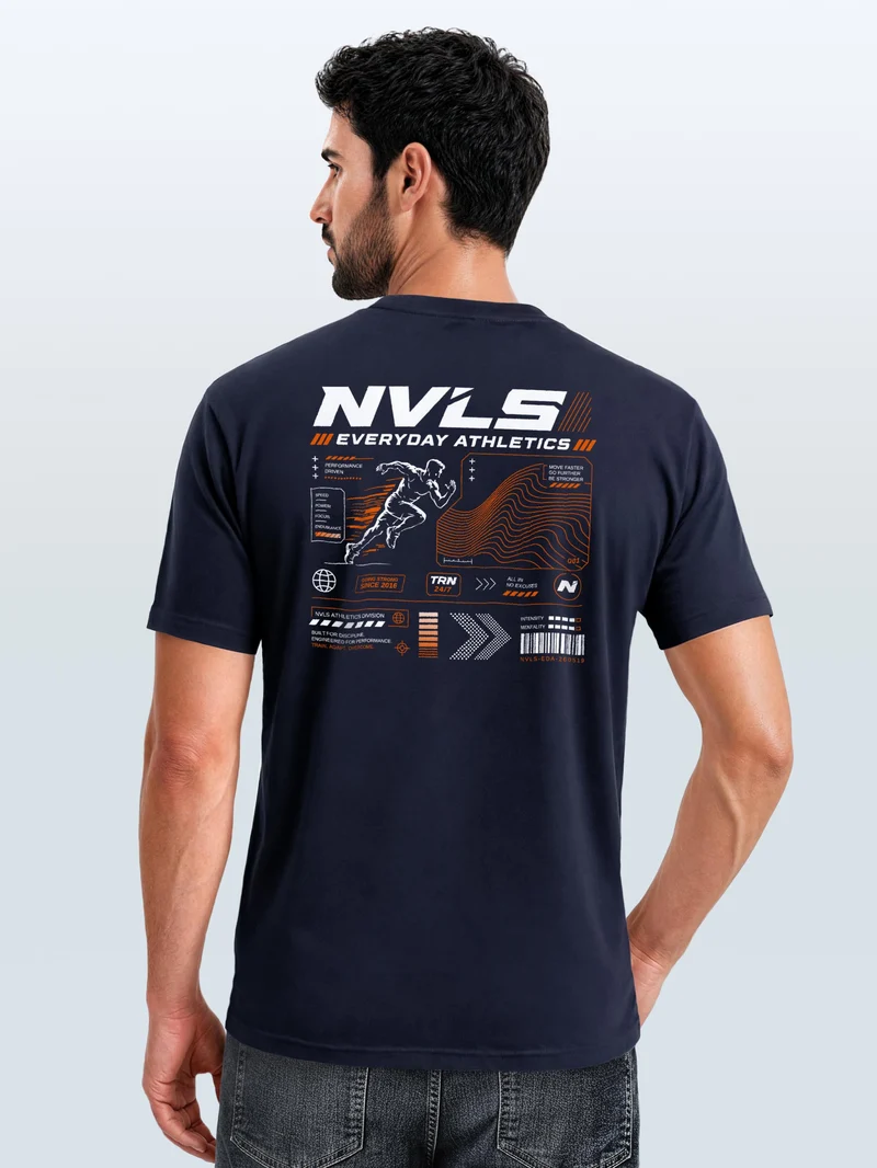 Herren T-Shirt Backprint - Sport Design Everyday Athletics - Baumwollshirt Männer Fashion Streetstyle Slim Fit