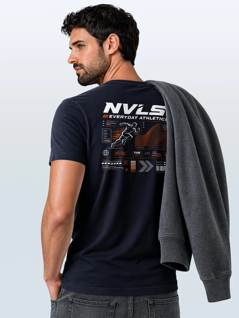 Herren T-Shirt Backprint - Sport Design Everyday Athletics - Baumwollshirt Männer Fashion Streetstyle Slim Fit