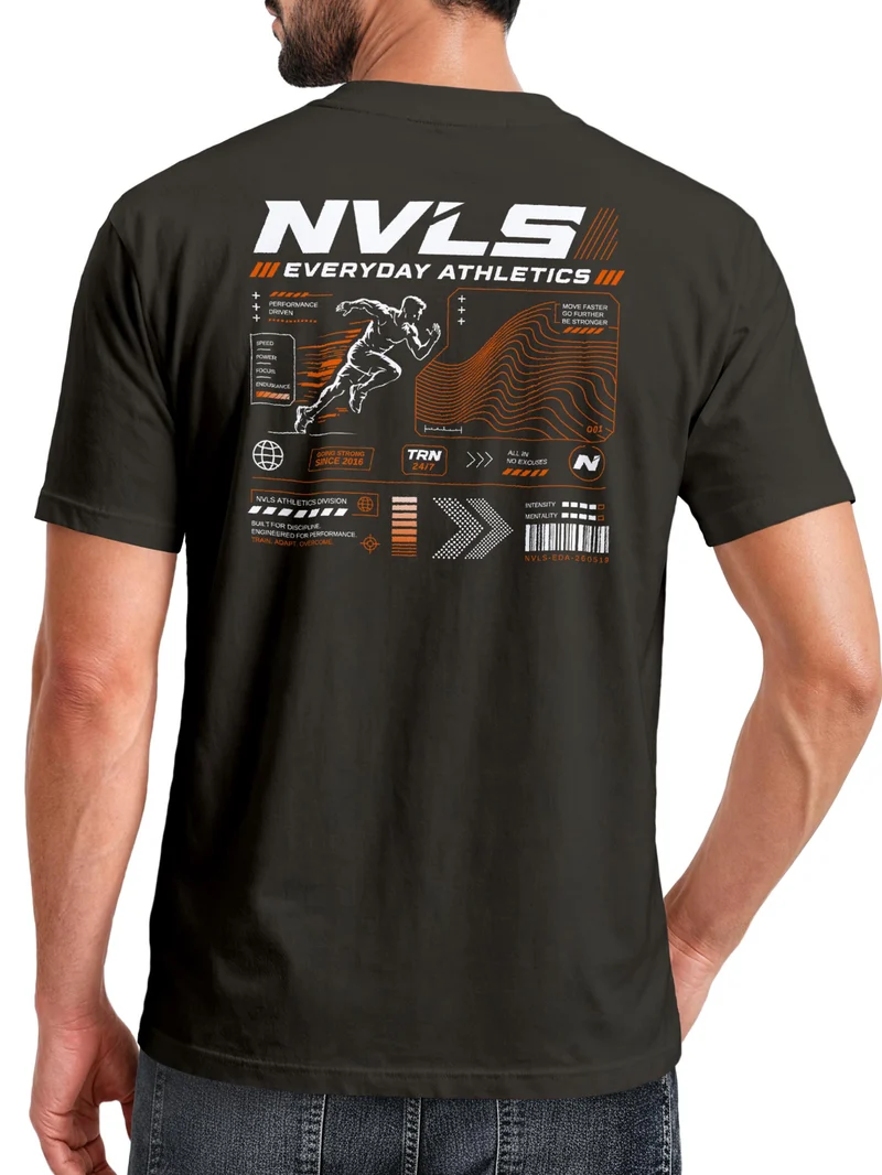 Herren T-Shirt Backprint - Sport Design Everyday Athletics - Baumwollshirt Männer Fashion Streetstyle Slim Fit