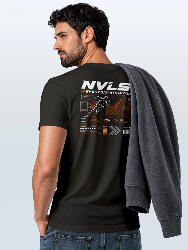 Herren T-Shirt Backprint - Sport Design Everyday Athletics - Baumwollshirt Männer Fashion Streetstyle Slim Fit