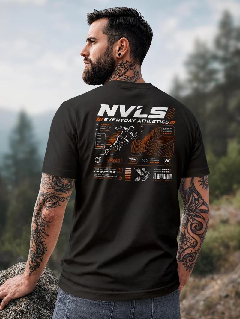 Herren T-Shirt Backprint - Sport Design Everyday Athletics - Baumwollshirt Männer Fashion Streetstyle Slim Fit