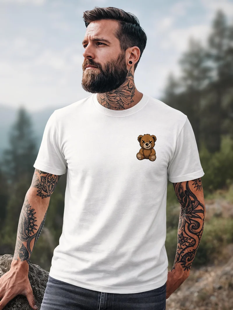 Herren T-Shirt Frontprint - Teddy - Baumwollshirt Männer Fashion Streetstyle Slim Fit