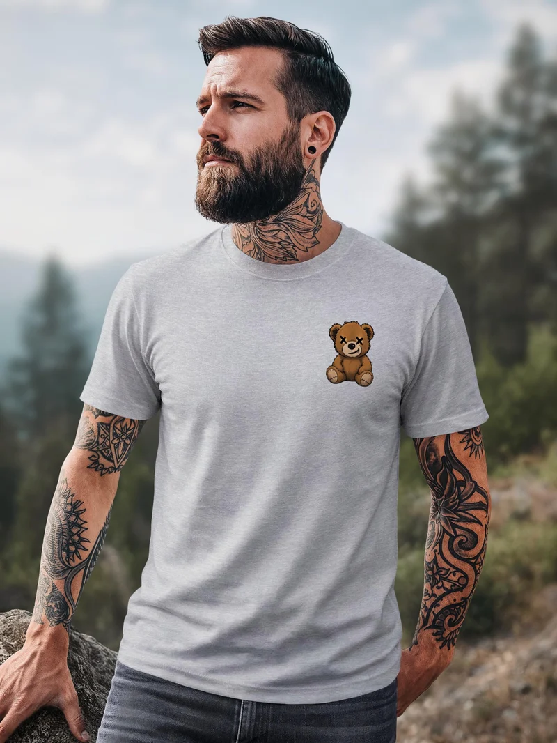 Herren T-Shirt Frontprint - Teddy - Baumwollshirt Männer Fashion Streetstyle Slim Fit