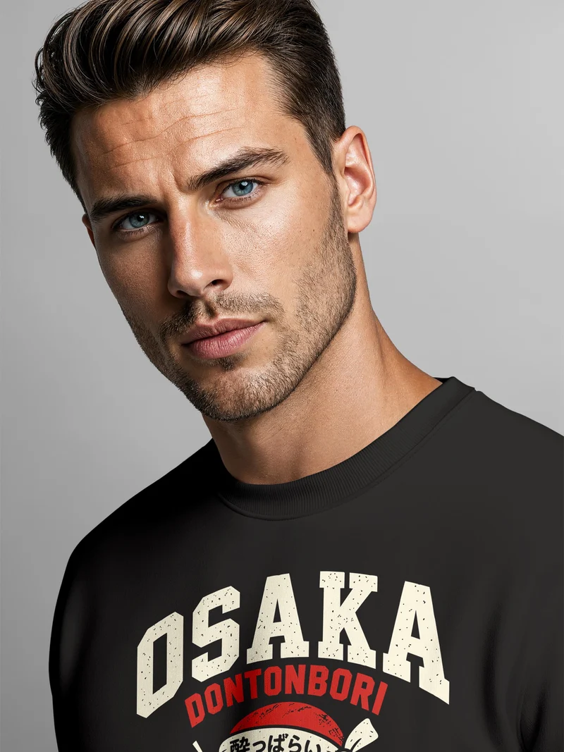 Herren Sweatshirt Osaka Drunken Octopus Frontprint Regular Fit