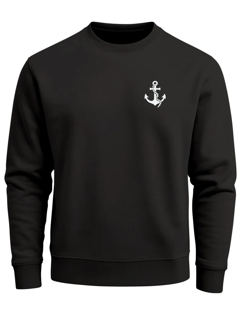 Herren Sweatshirt Anker Brustprint Regular Fit