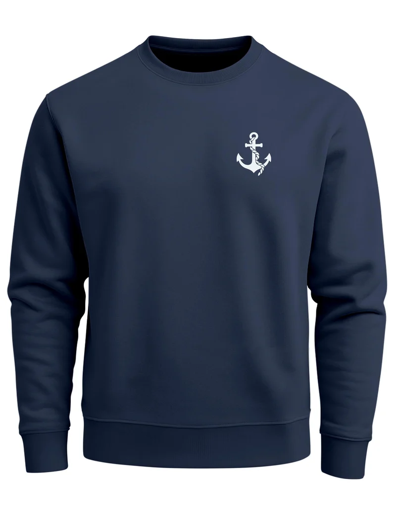 Herren Sweatshirt Anker Brustprint Regular Fit