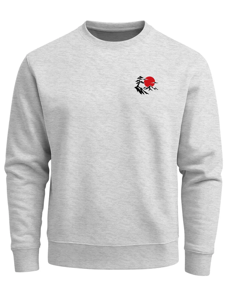 Herren Sweatshirt Mountain Sun Brustprint Regular Fit