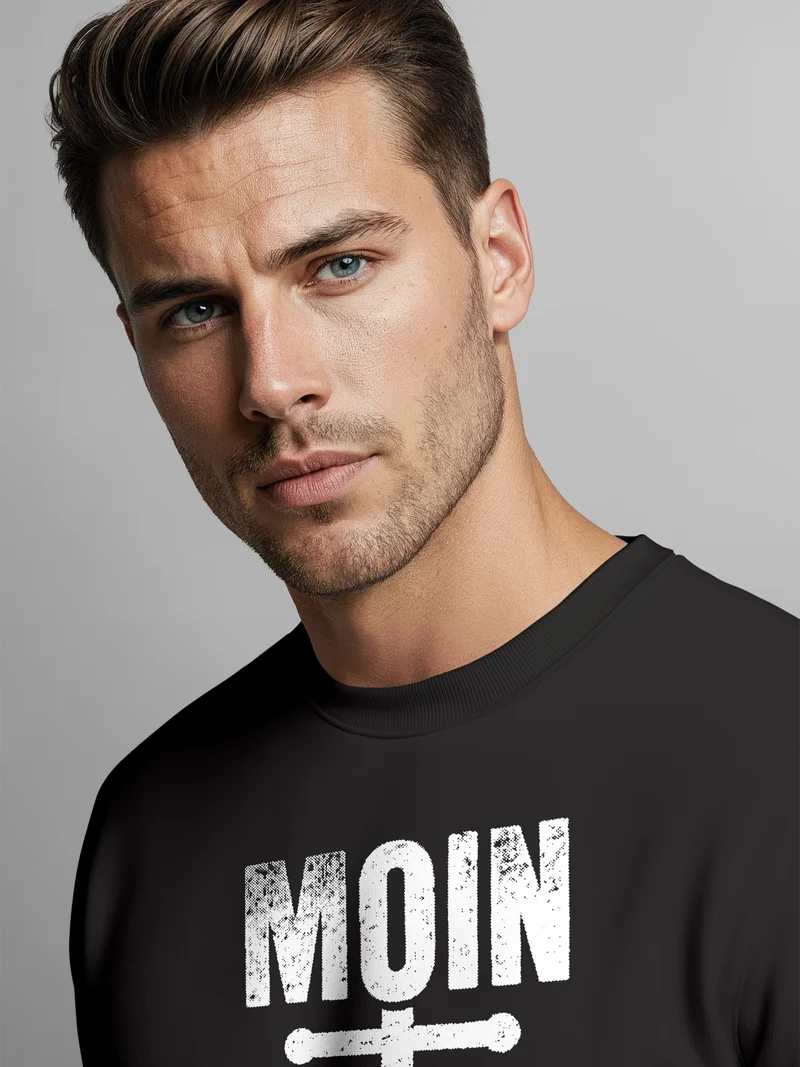 Sweatshirt Herren Moin Anker Retro Print Aufdruck Maritim Nordisch Rundhals-Pullover Fashion Streetwear