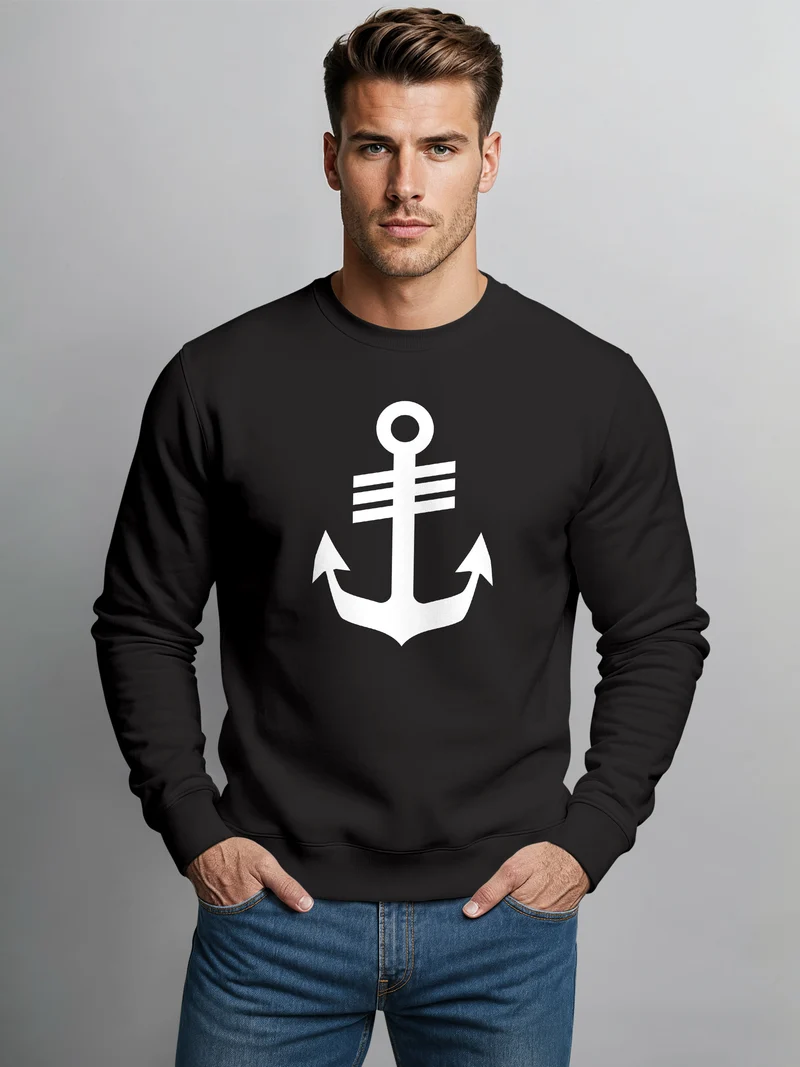 Sweatshirt Herren Anker Hamburg Nordisch Rundhals-Pullover Print Maritim Fashion Streetwear