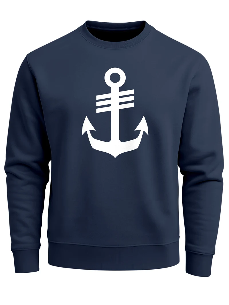 Sweatshirt Herren Anker Hamburg Nordisch Rundhals-Pullover Print Maritim Fashion Streetwear
