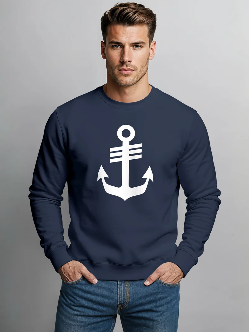 Sweatshirt Herren Anker Hamburg Nordisch Rundhals-Pullover Print Maritim Fashion Streetwear