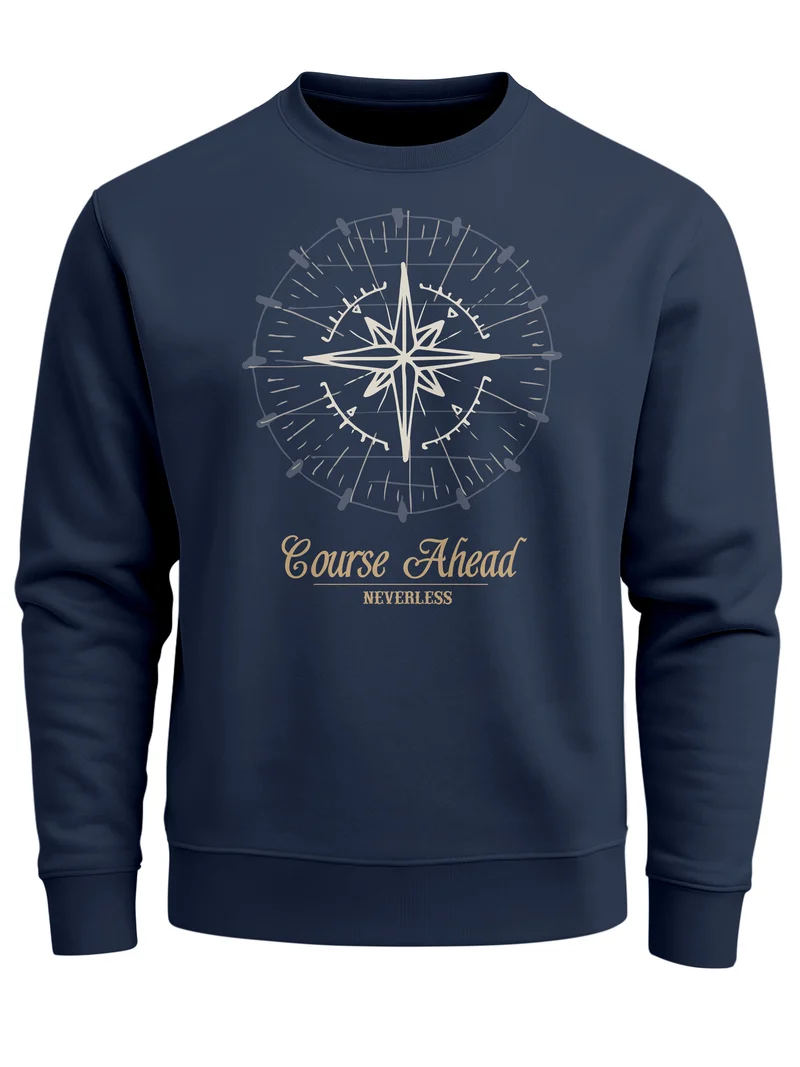 Herren Sweatshirt Pullover Kompass Windrose Navigator Segeln Rundhalspullover