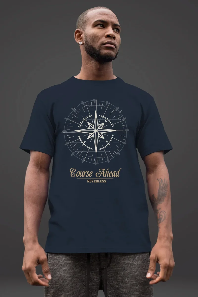 Herren T-Shirt Kompass Windrose Navigator Segeln Slim Fit